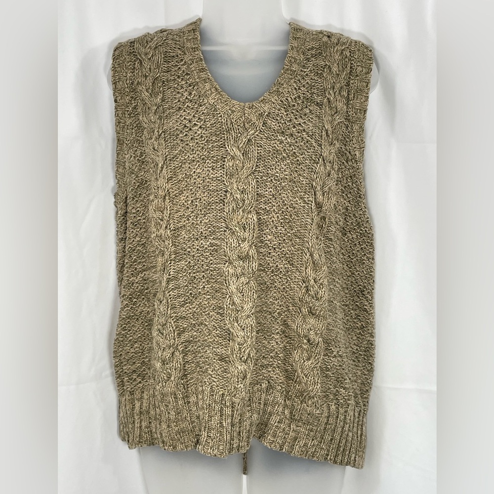 Eddie Bauer Women's V-Neck Cable Knit Sleeveless Sweater - Brown